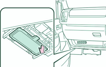 Ubicación de la caja de fusibles del compartimento del pasajero (RHD)