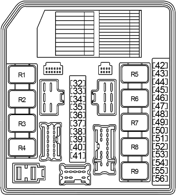 Diagrama de la caja de fusibles del compartimiento del motor №1 (2004-2010)