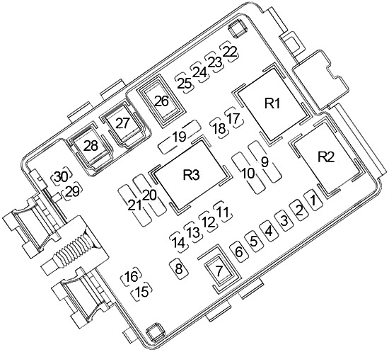 Diagrama de caja de fusibles de cabina