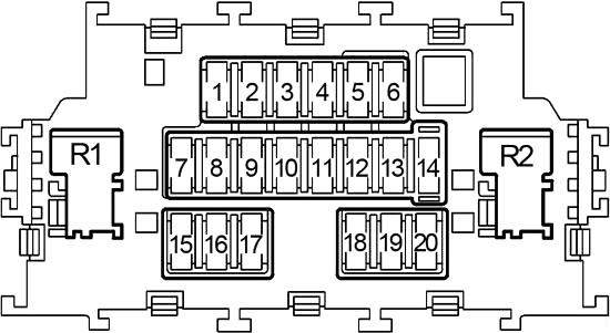 Diagrama de la caja de fusibles del panel de instrumentos
