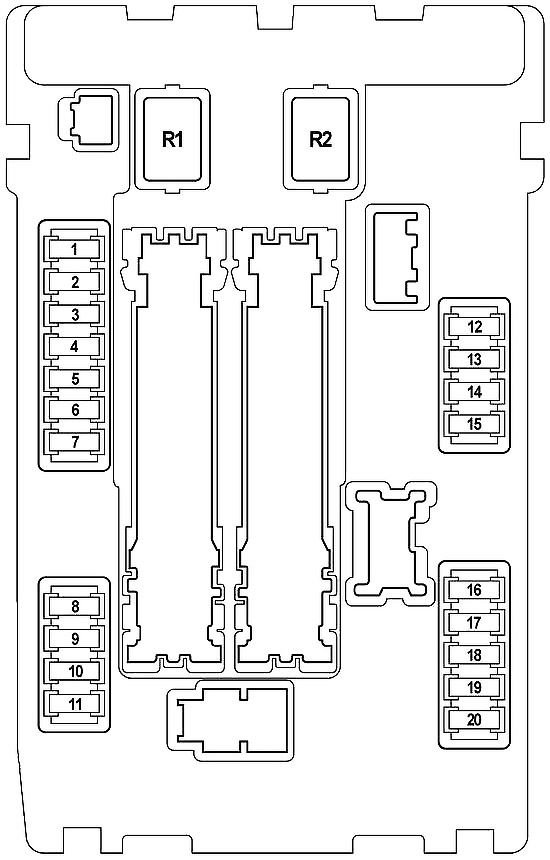 Diagrama de la caja de fusibles del compartimiento del motor #1